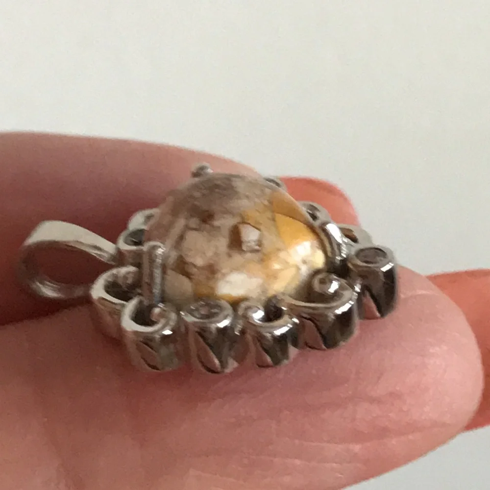Sterling Silver Australian Jasper & White Topaz Heart Pendant - Picture 7 of 11